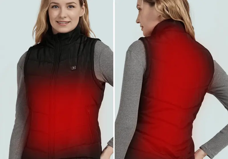 Woman wearing heated vest
